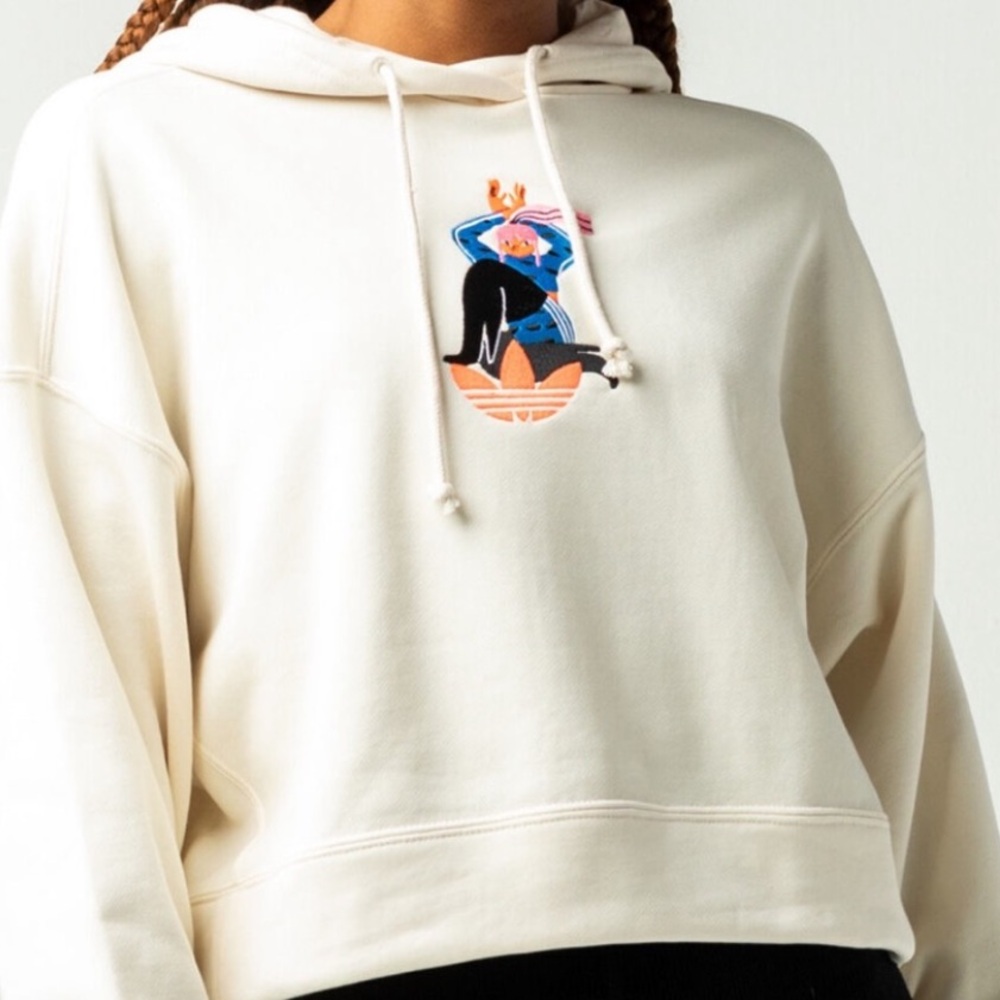 Adidas x Egle Cropped Hoodie No-Dye Organic Cotton Adicolor NWT Large